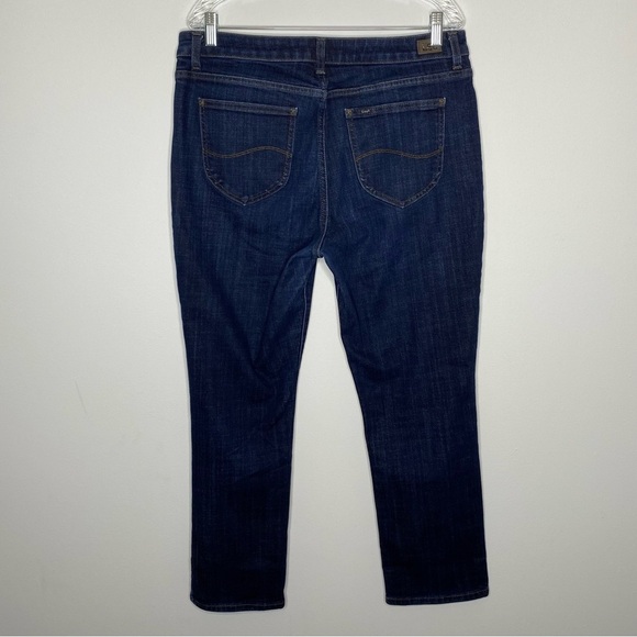 Lee Regular Fit Straight Leg Mid Rise Dark Wash Jeans - Picture 2 of 8